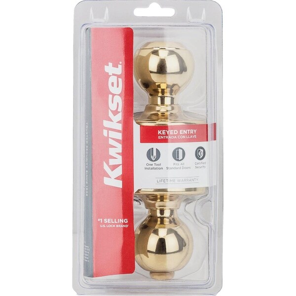 Kwikset Polo Polished Brass Entry Door Knob 400P 3 CP CODE K6 V1 - main